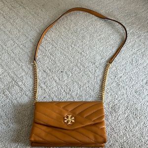 Tory Burch chain wallet. Color is a dark squash.